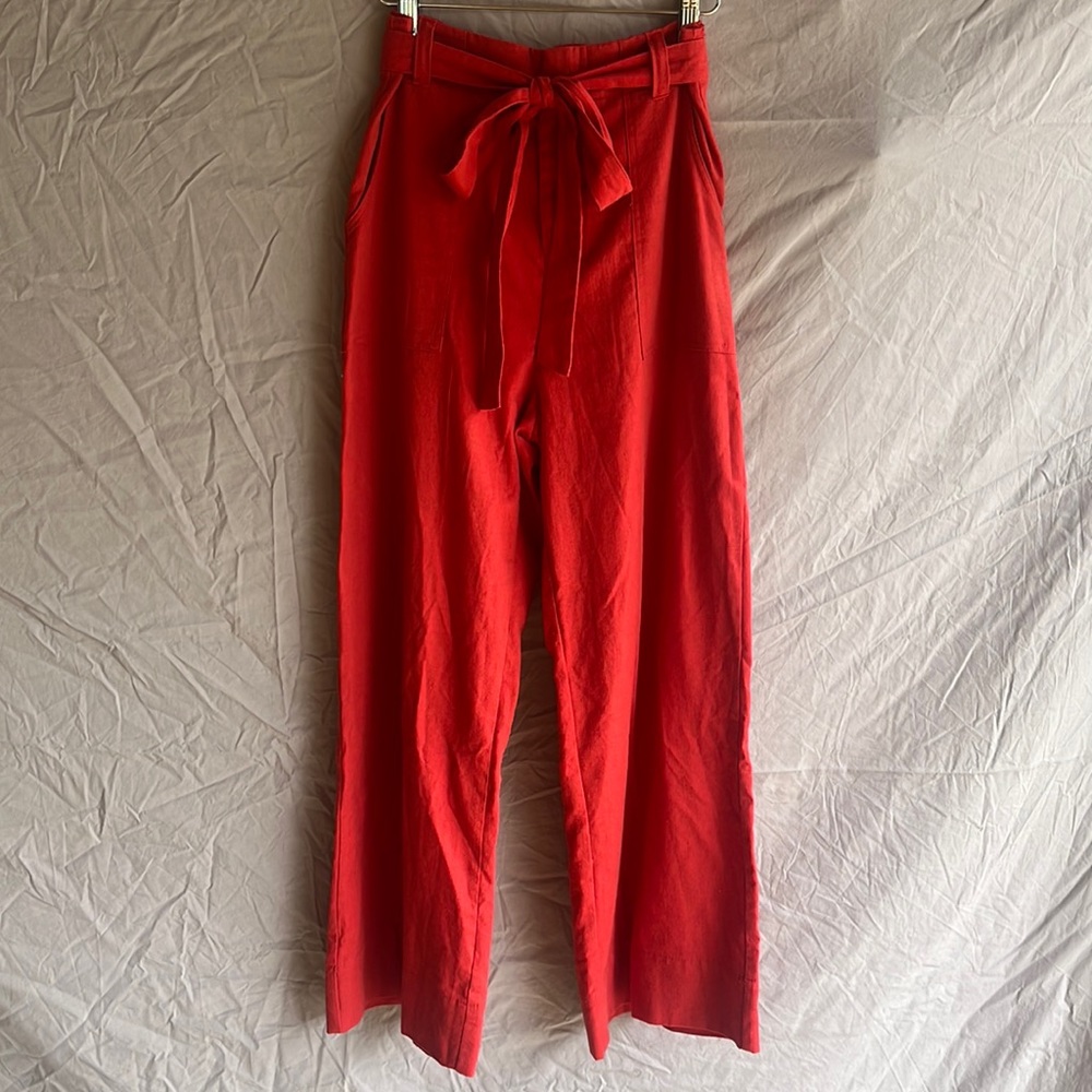 Red linen pants